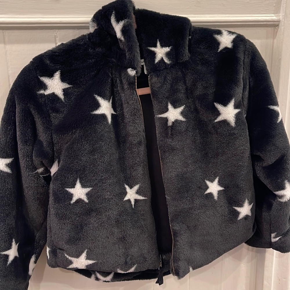 🤩 SOFTEST STAR ⭐️ Fur Coat hoodie, Jersey Lined Size 8